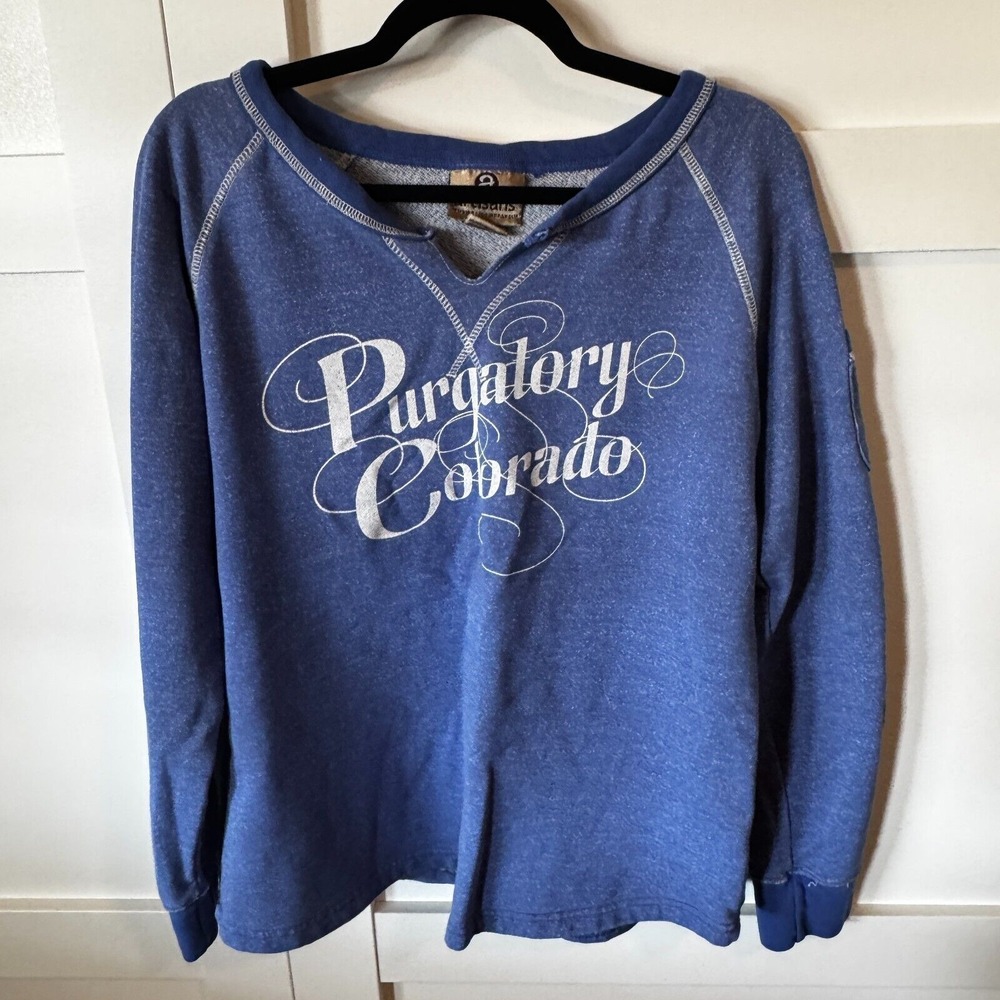 Artisans Women's Purgatory Colorado Sweatshirt Blue Size XL V-Neck